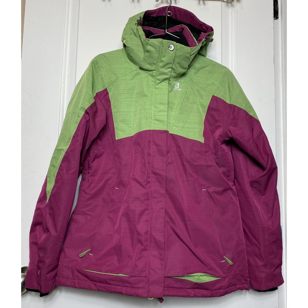 Salomon Clima Pro Ski Jacket Womens Size Small Magenta Green